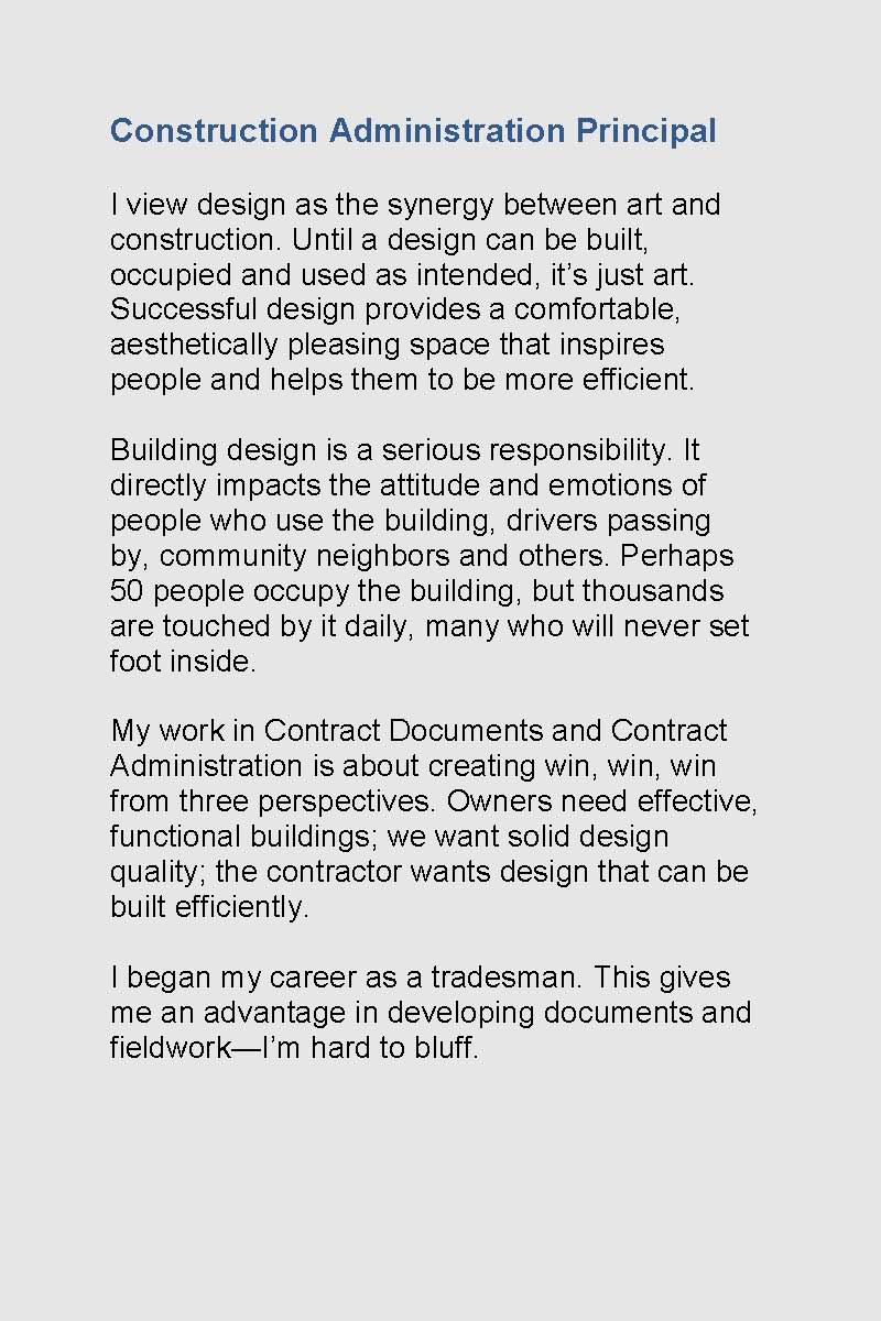 architectural firm construction administration principal profile